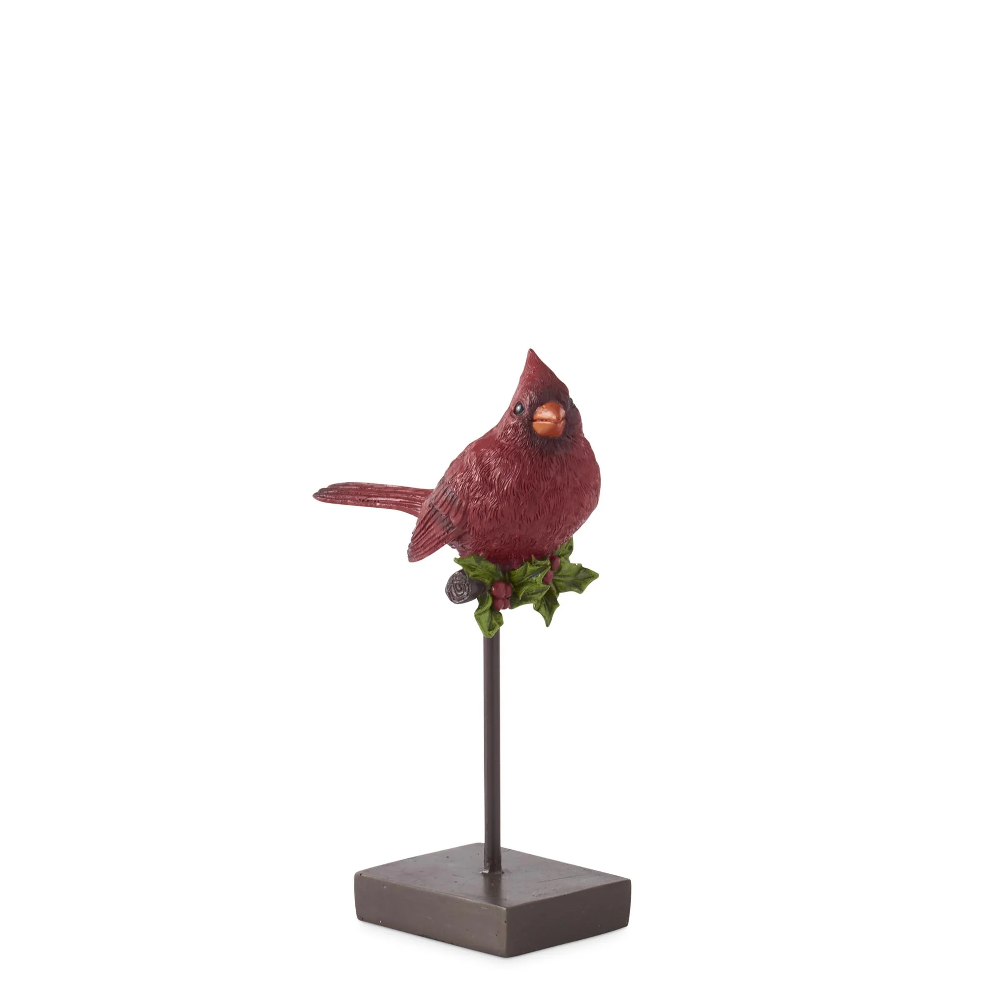 Resin Cardinals w/ Holly on Black Metal Stands, 7" - 11" (Set of 3) - Image 4