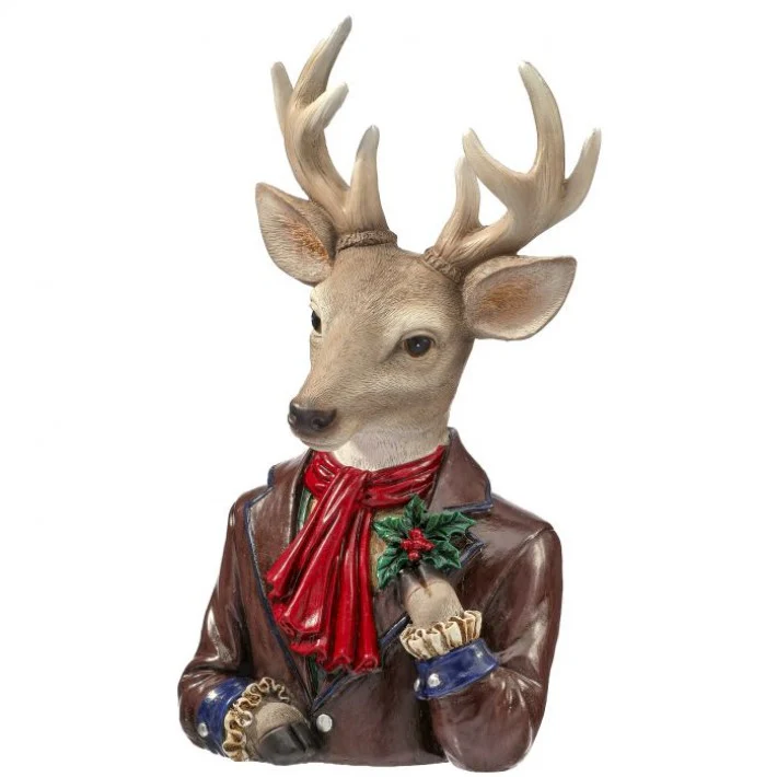 Resin Deer Bust Tablepiece Figurine, 15"