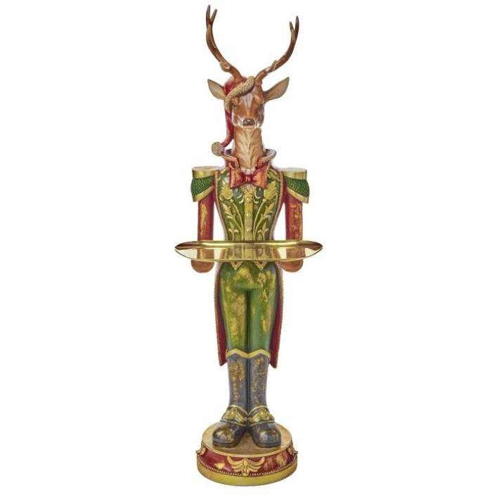 Resin Gentleman Deer w/Tray Figure, 38"