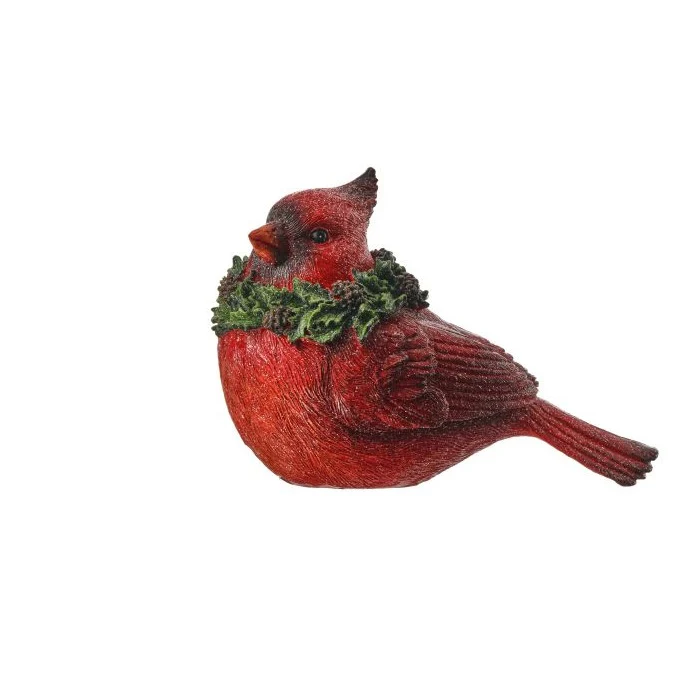 Resin Glitter Cardinal w/Holly, 6.5" (2 styles - sold individually) - Image 2