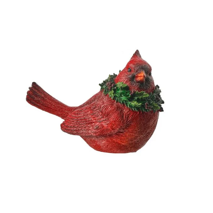 Resin Glitter Cardinal w/Holly, 6.5" (2 styles - sold individually) - Image 3