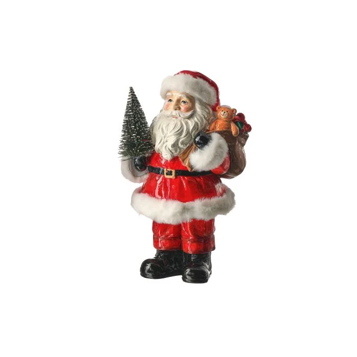 Resin Santa w/Tree or Wreath, 10" (2 styles - sold individually) - Image 3