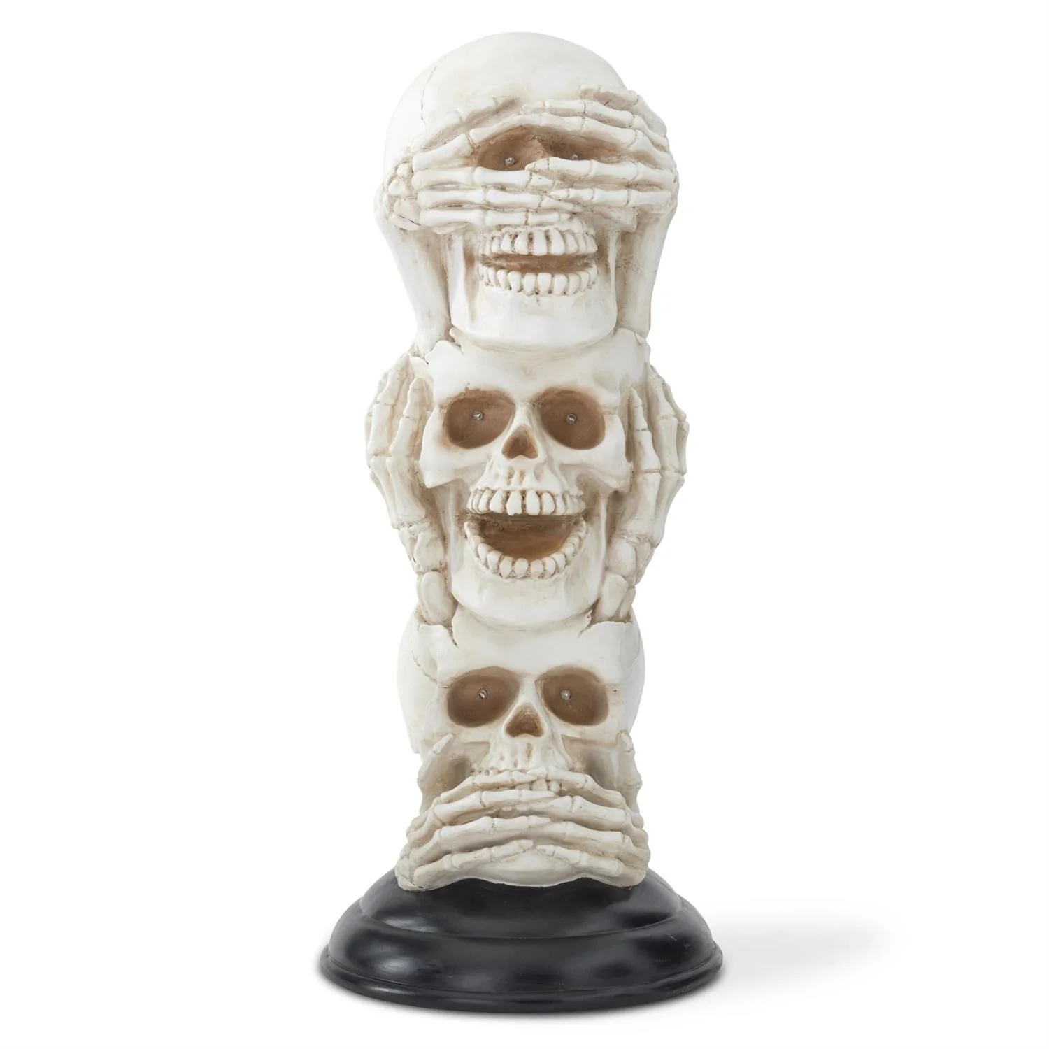 Resin Three Stacked LED Skulls, 23"