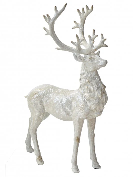 Resin Winter Standing Deer, 33.5" (White Snow)