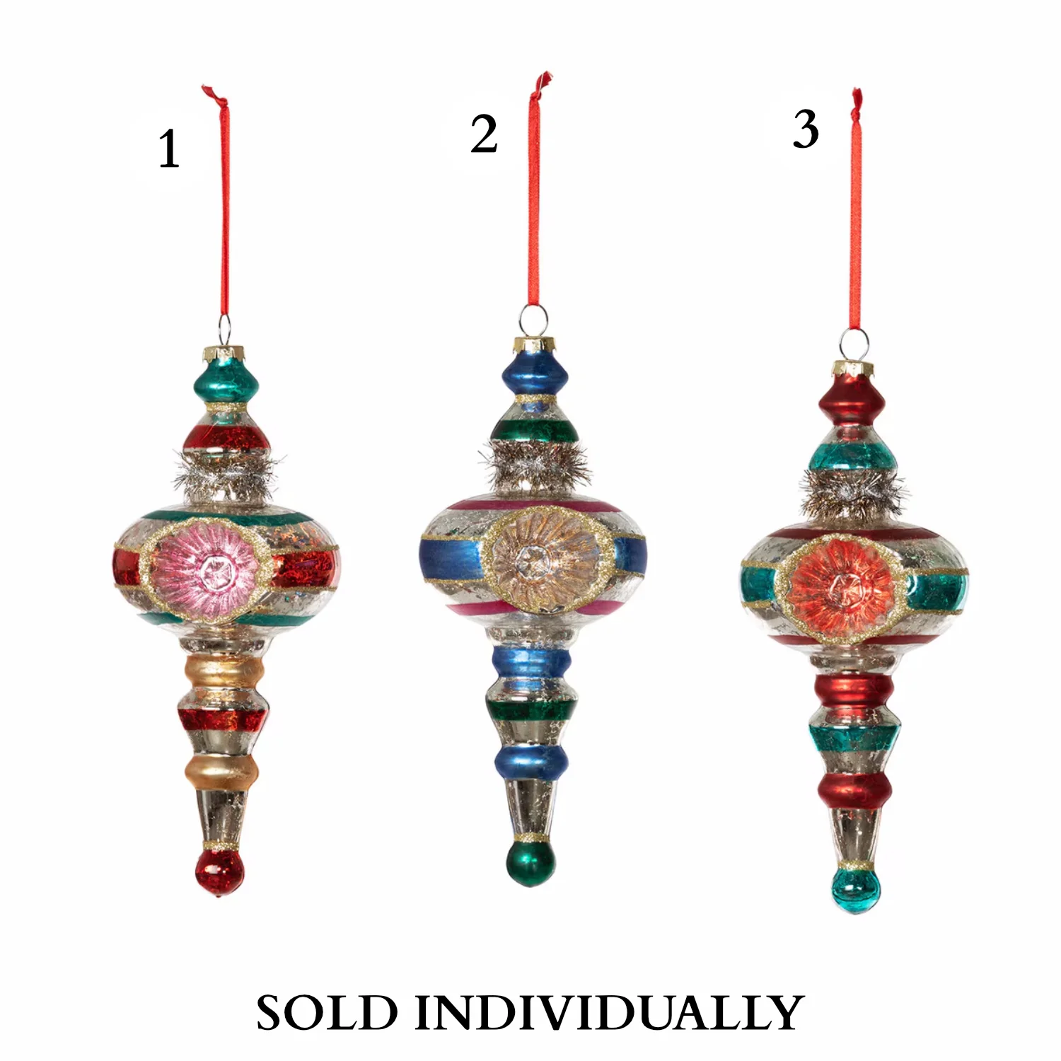 Retro Reflector Ball Finial Ornament