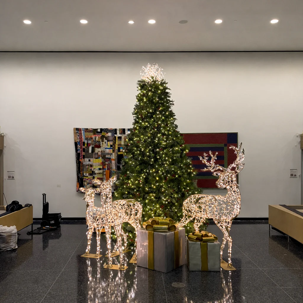 Large Blossom Deer, LED Lit (Warm White), 5' - Image 3
