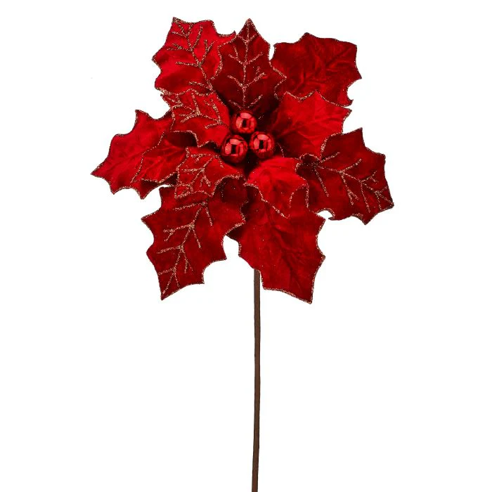 Royalty Poinsettia Stem, 22" (Red)