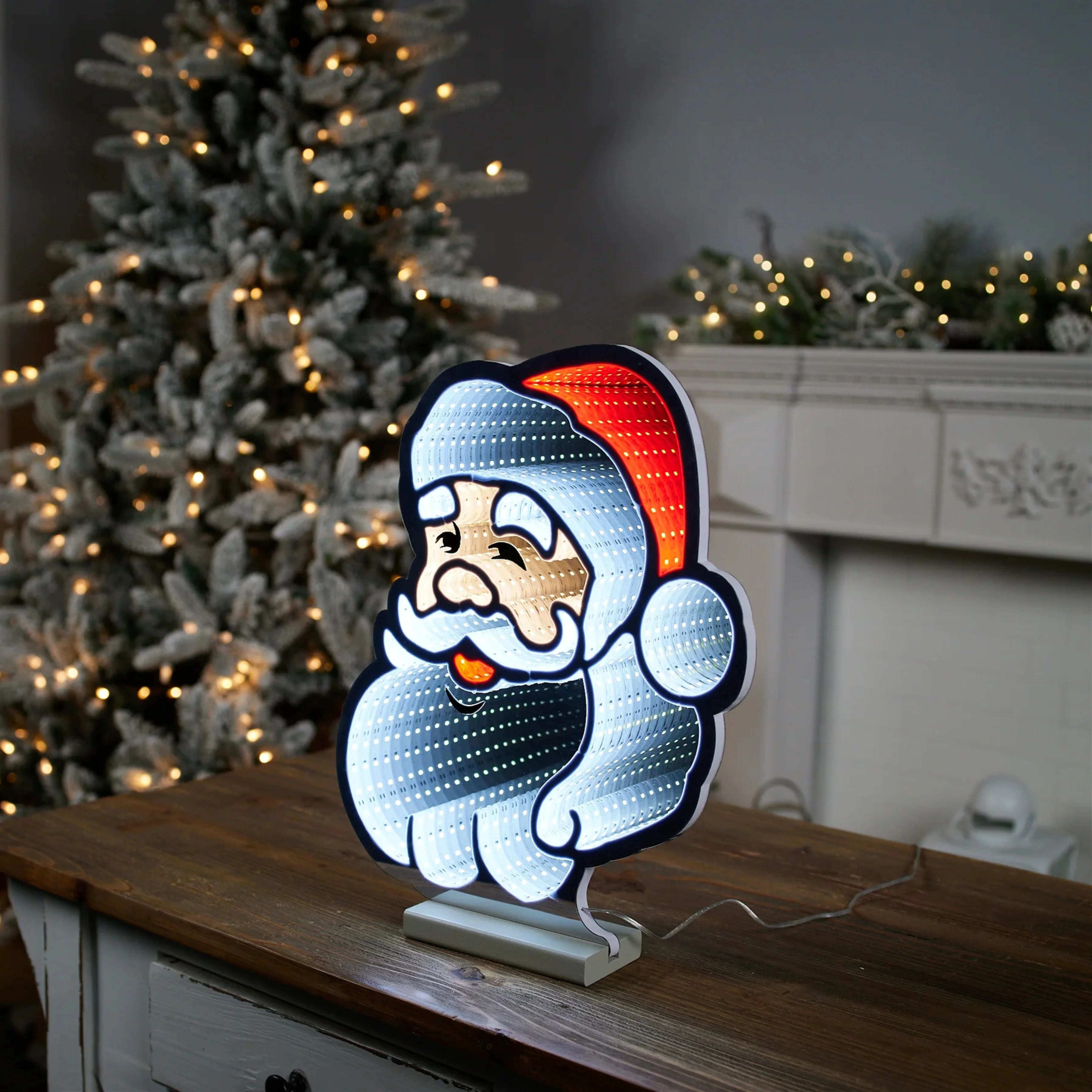 Santa Infinity Light, Acrylic w/UL Plug,  16" - Image 2