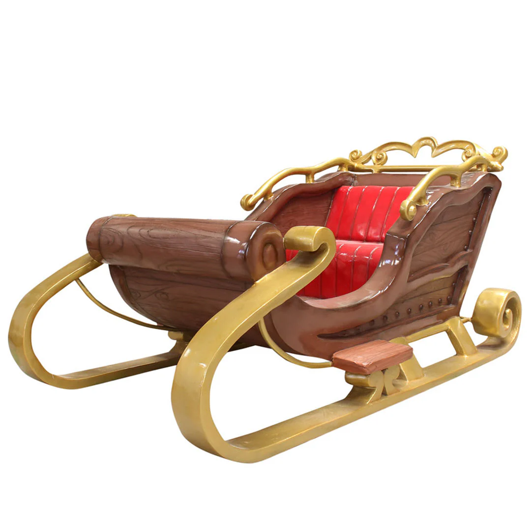 Large Fiberglass Santa Sleigh 2 Seater Prop, 77"