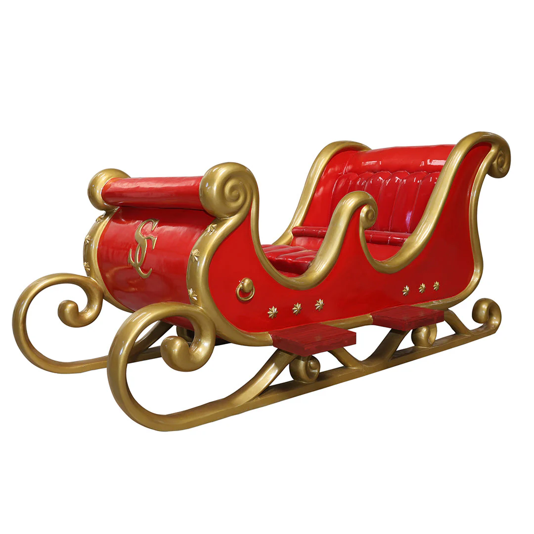 Lifesize Fiberglass Santa Sleigh 4 Seater, 114"