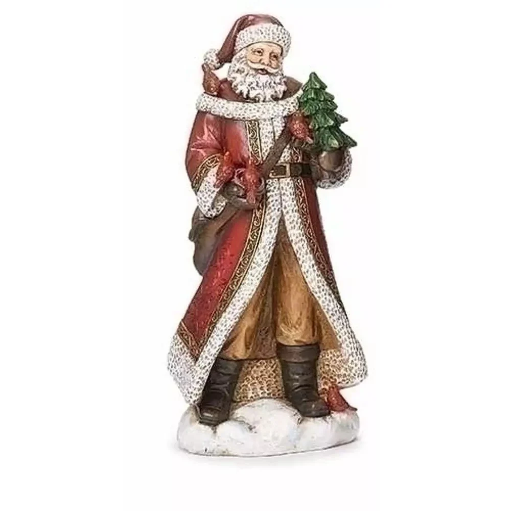 Santa w/ Cardinals Resin Figurine, 10" (2 styles - sold individually) - Image 2
