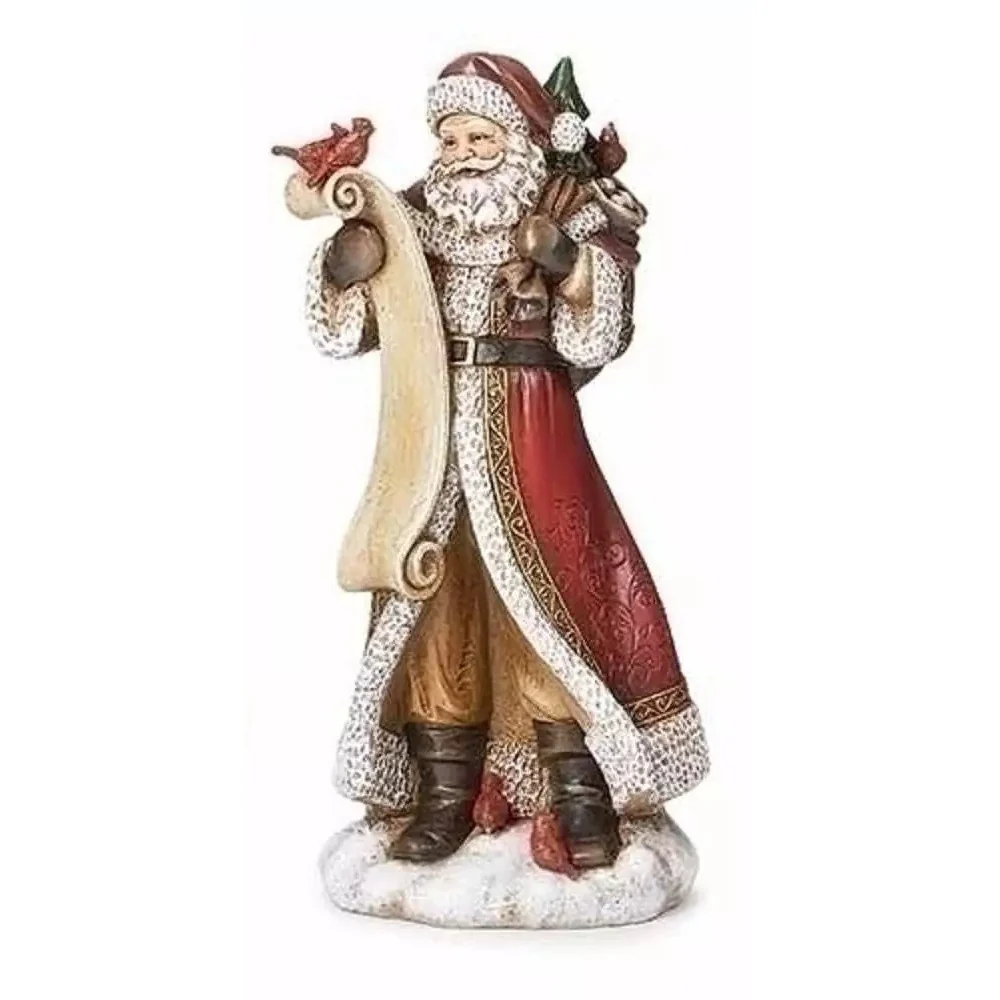 Santa w/ Cardinals Resin Figurine, 10" (2 styles - sold individually) - Image 3