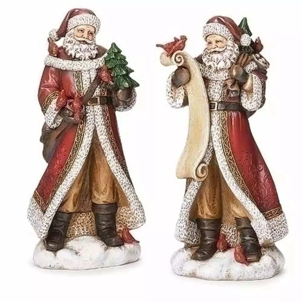 Santa w/ Cardinals Resin Figurine, 10" (2 styles - sold individually) - Image 4