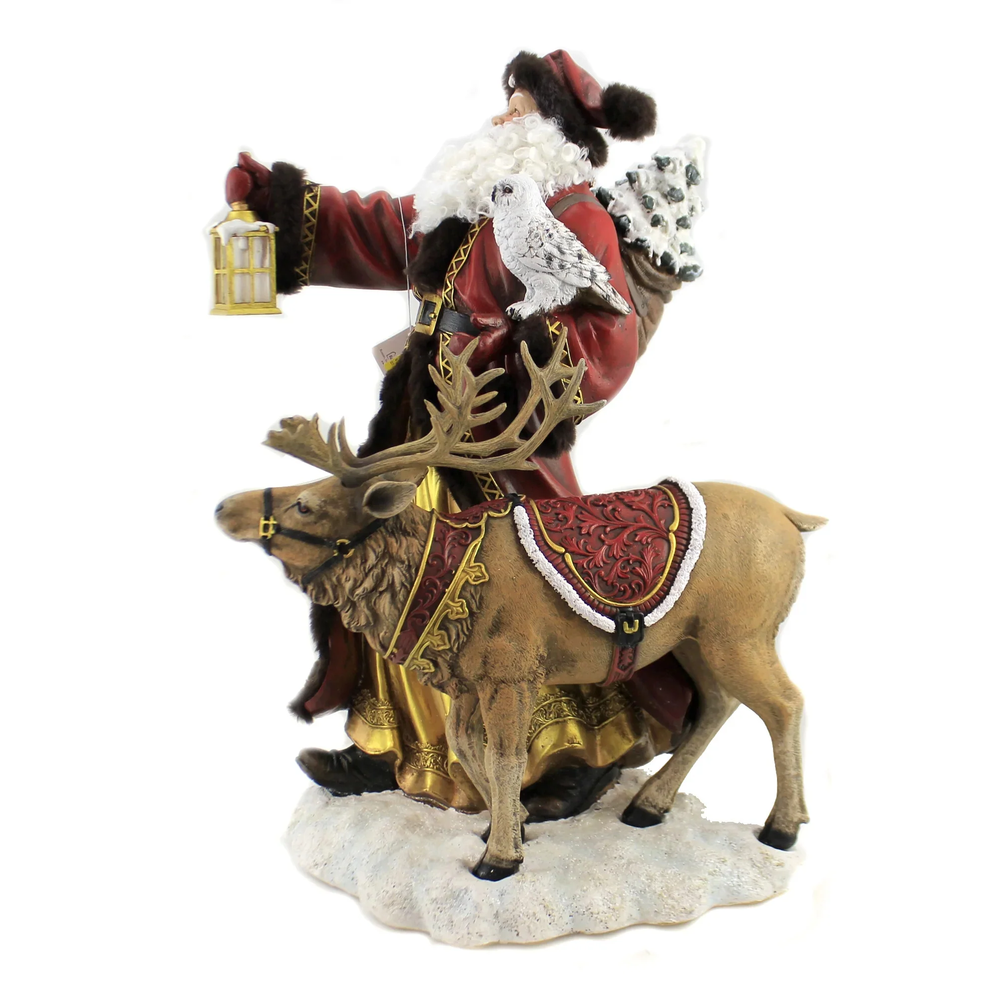 Santa w/ Raindeer and LED Lantern Figurine, 19" - Image 2