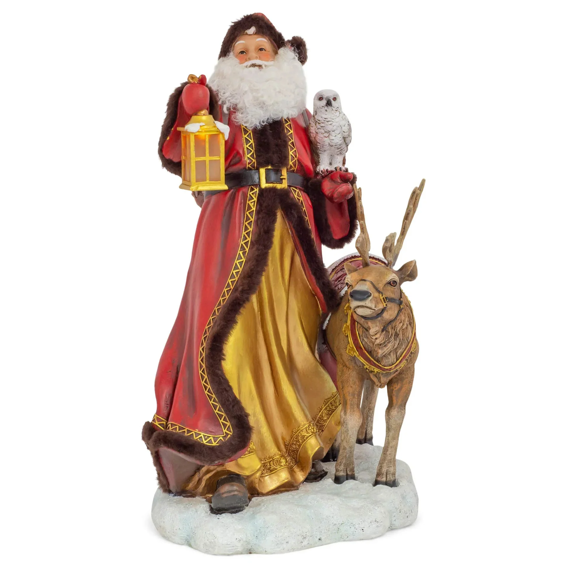 Santa w/ Raindeer and LED Lantern Figurine, 19" - Image 3
