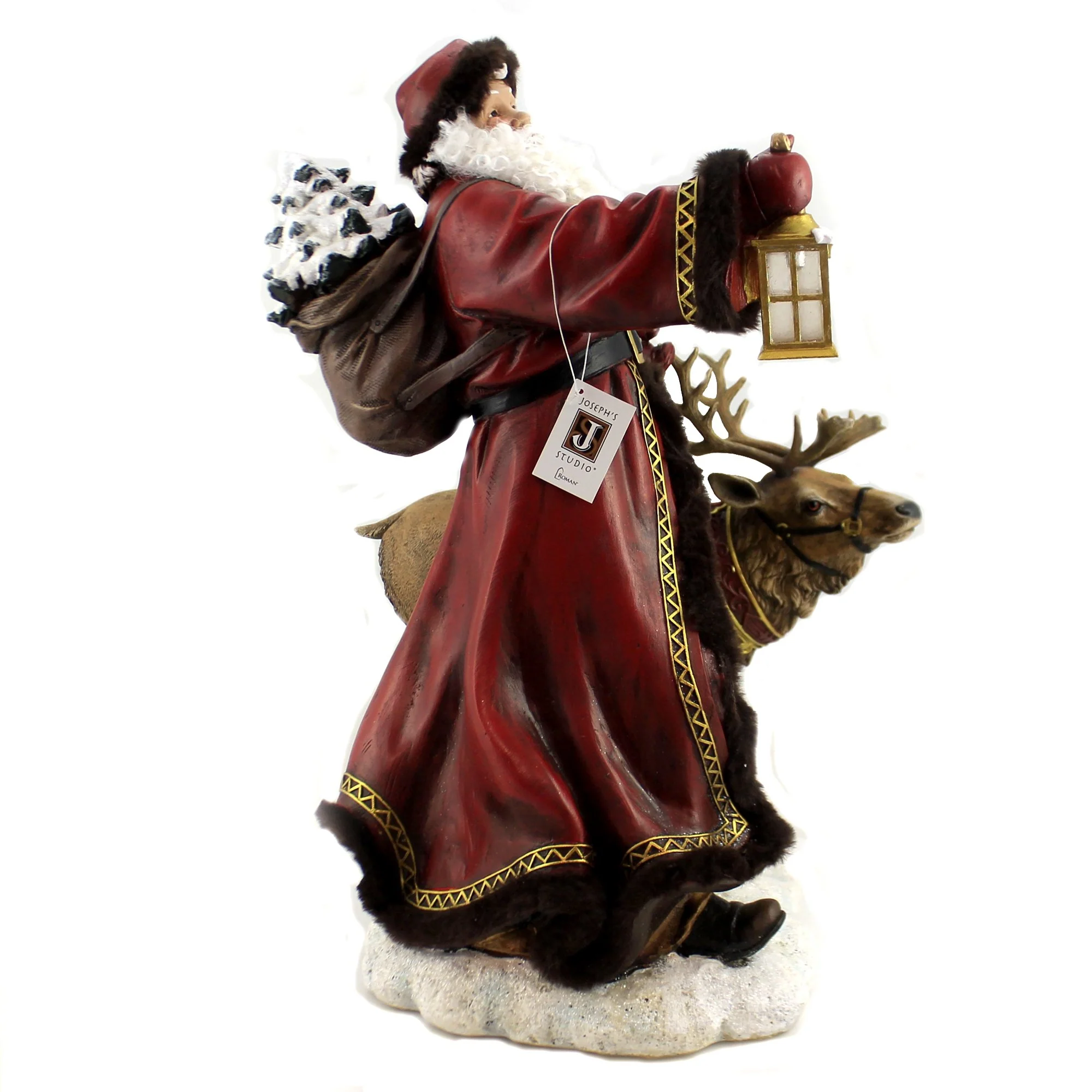 Santa w/ Raindeer and LED Lantern Figurine, 19" - Image 5