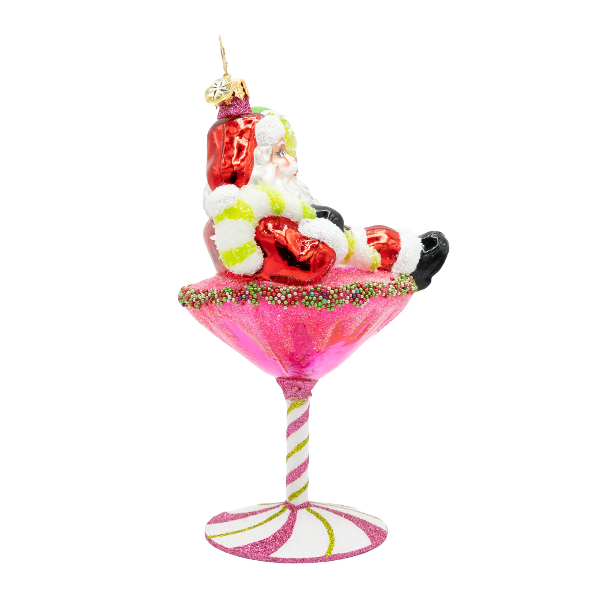 Santa's Christmas Cosmo Glass Ornament, 6.25" - Image 3