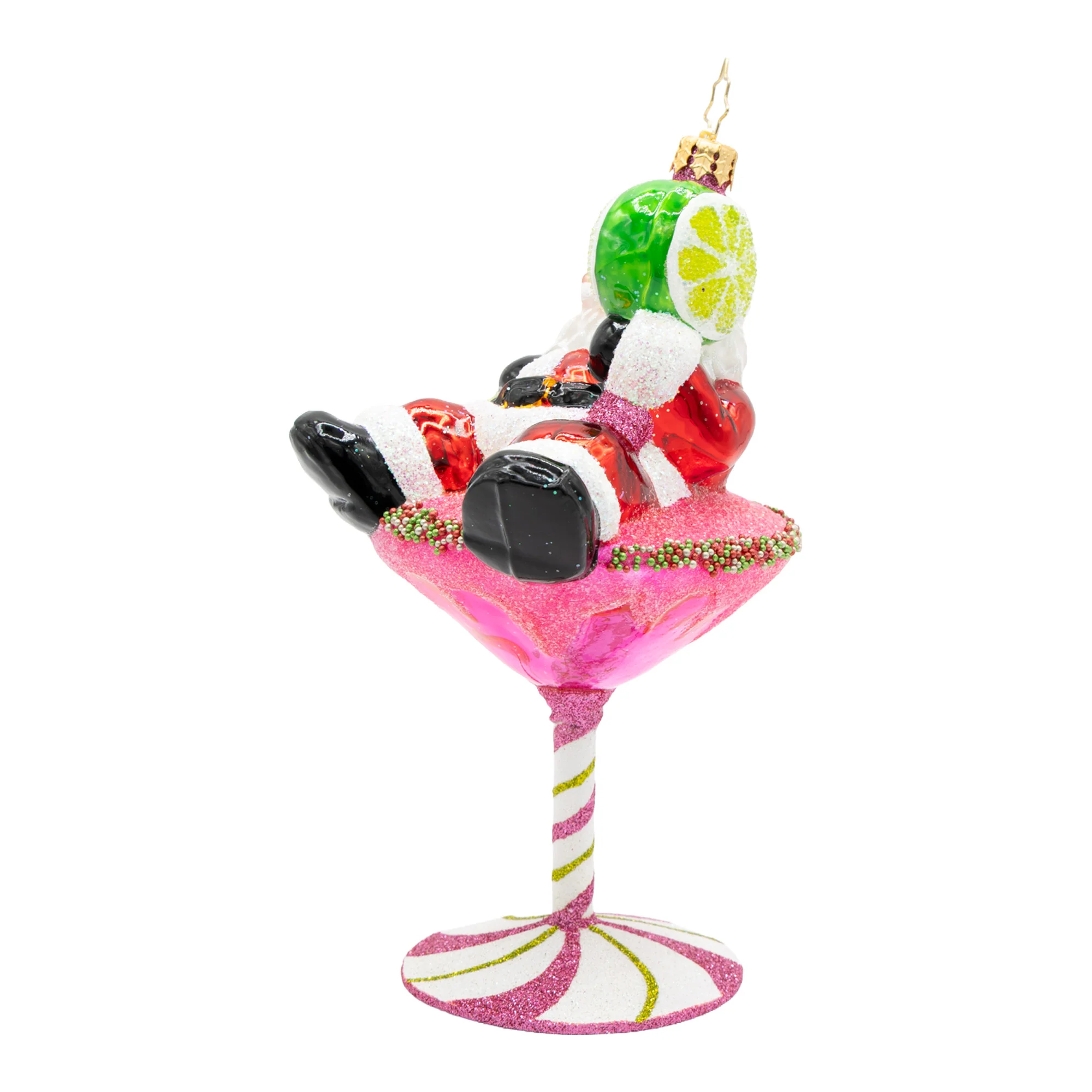 Santa's Christmas Cosmo Glass Ornament, 6.25" - Image 4