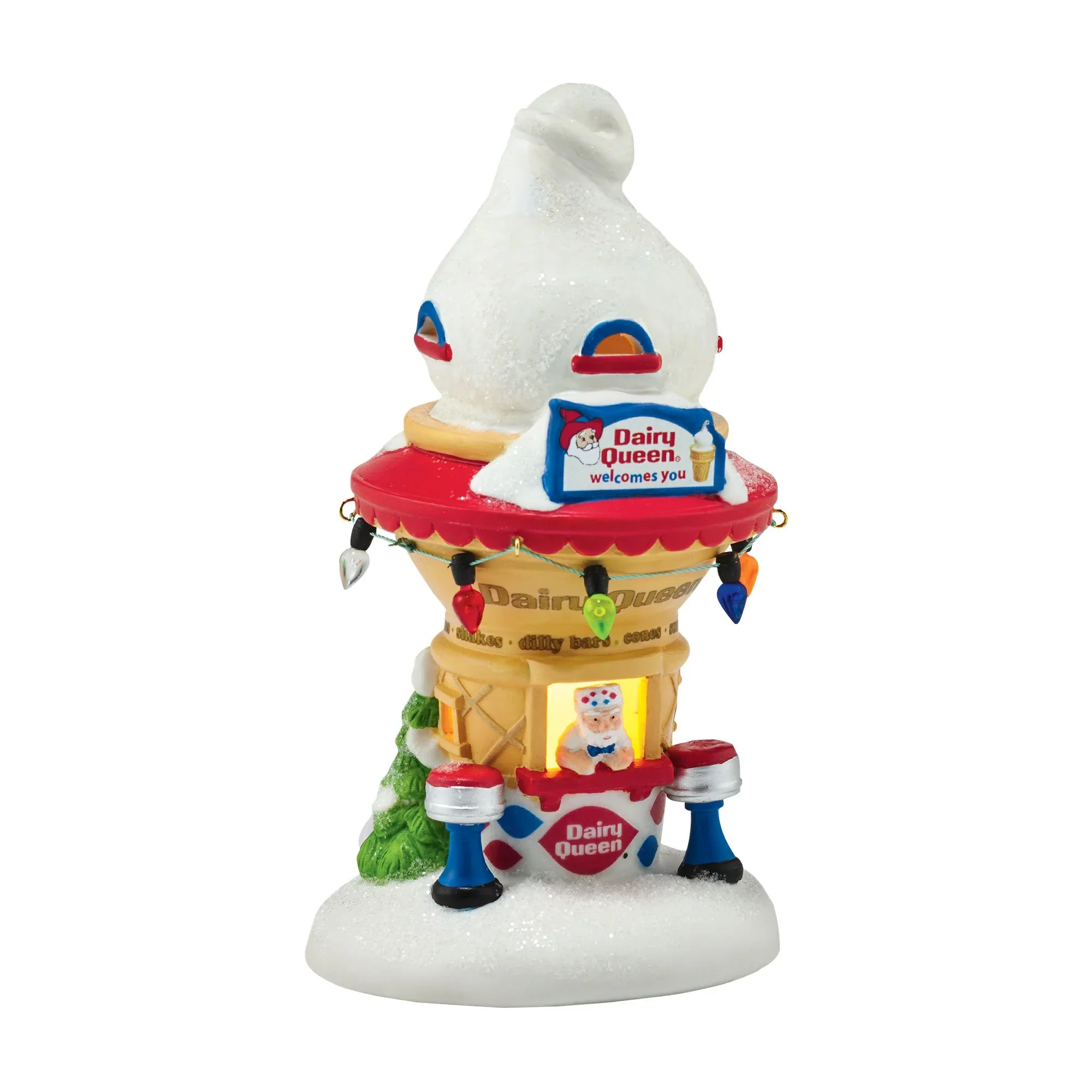 North Pole Series Village - Santa's DQ Cone House Lighted Figurine, 5.2"