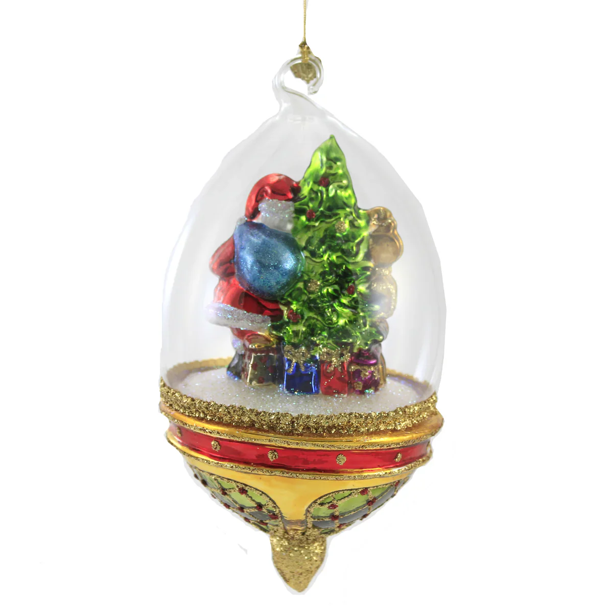 Santa's Midnight Moment in Dome Glass Ornament, 8" - Image 2
