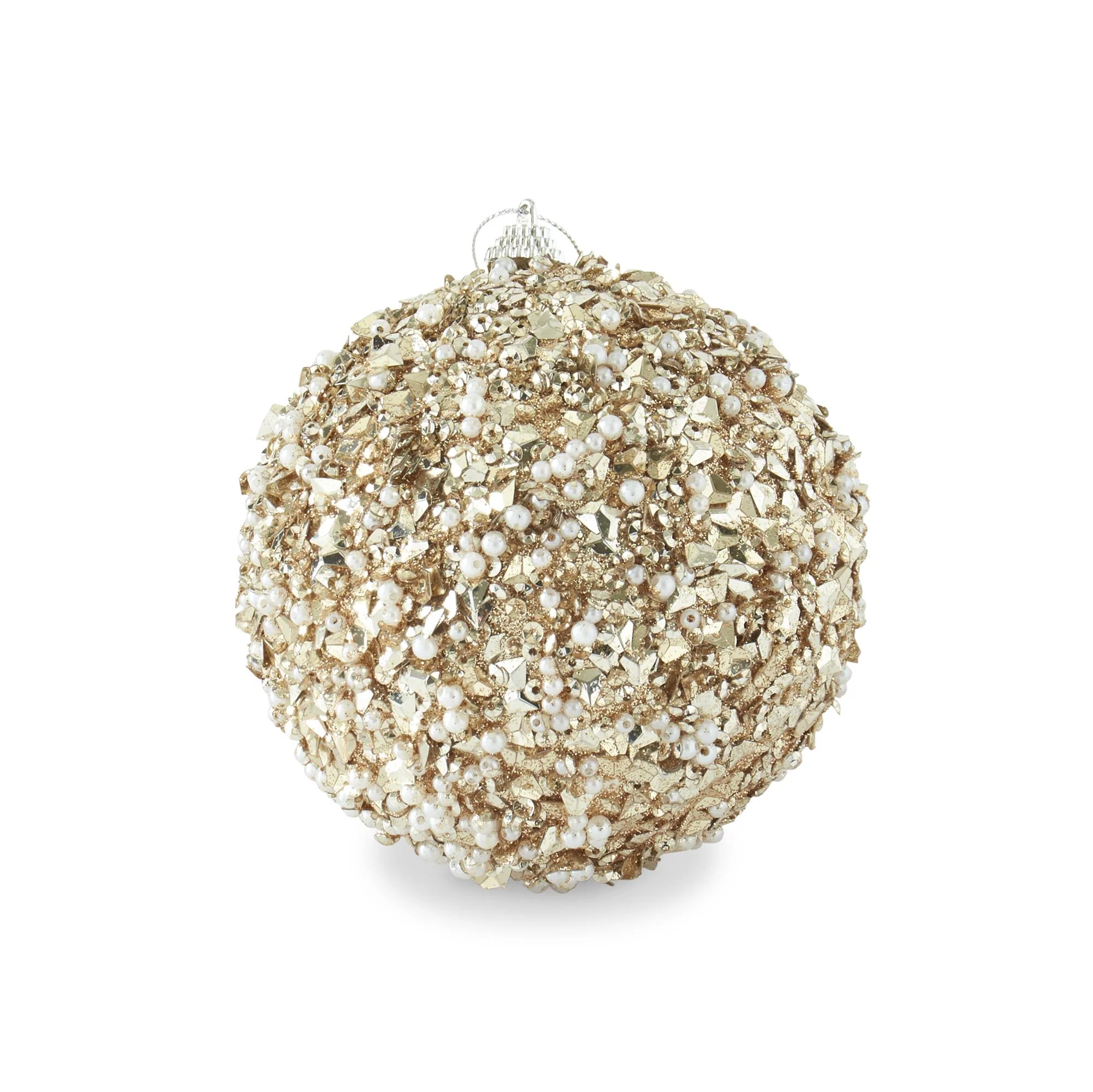 Sequins & Bead-Embellished Shatterproof Ornament, 5" (Champagne)