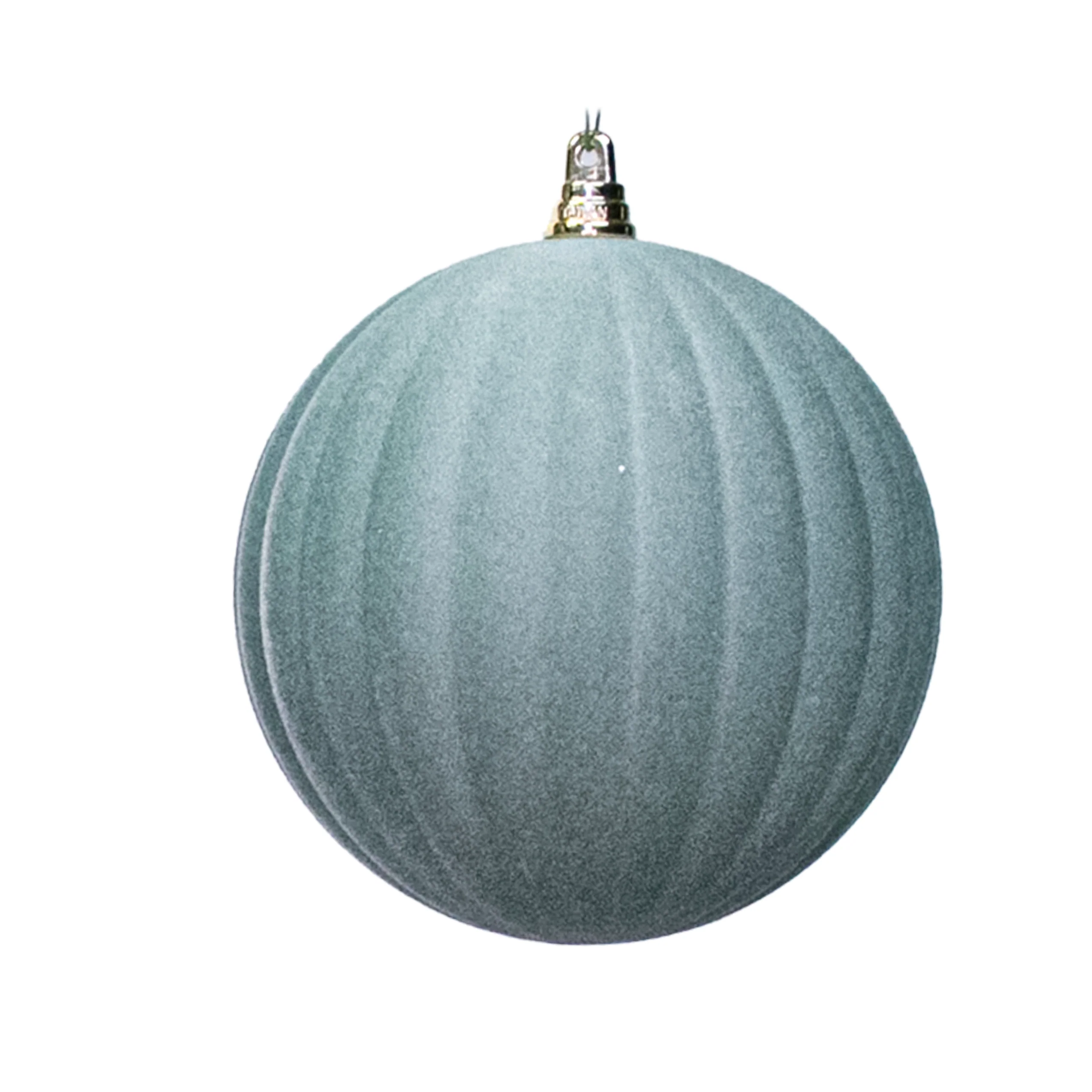 Shatterproof Pale Green Design W/Wire Flock Ball Ornament, 6" (150MM)