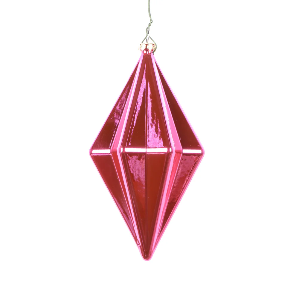 Shatterproof Pink W/Silver Shiny Finial Ornament, 5.5"