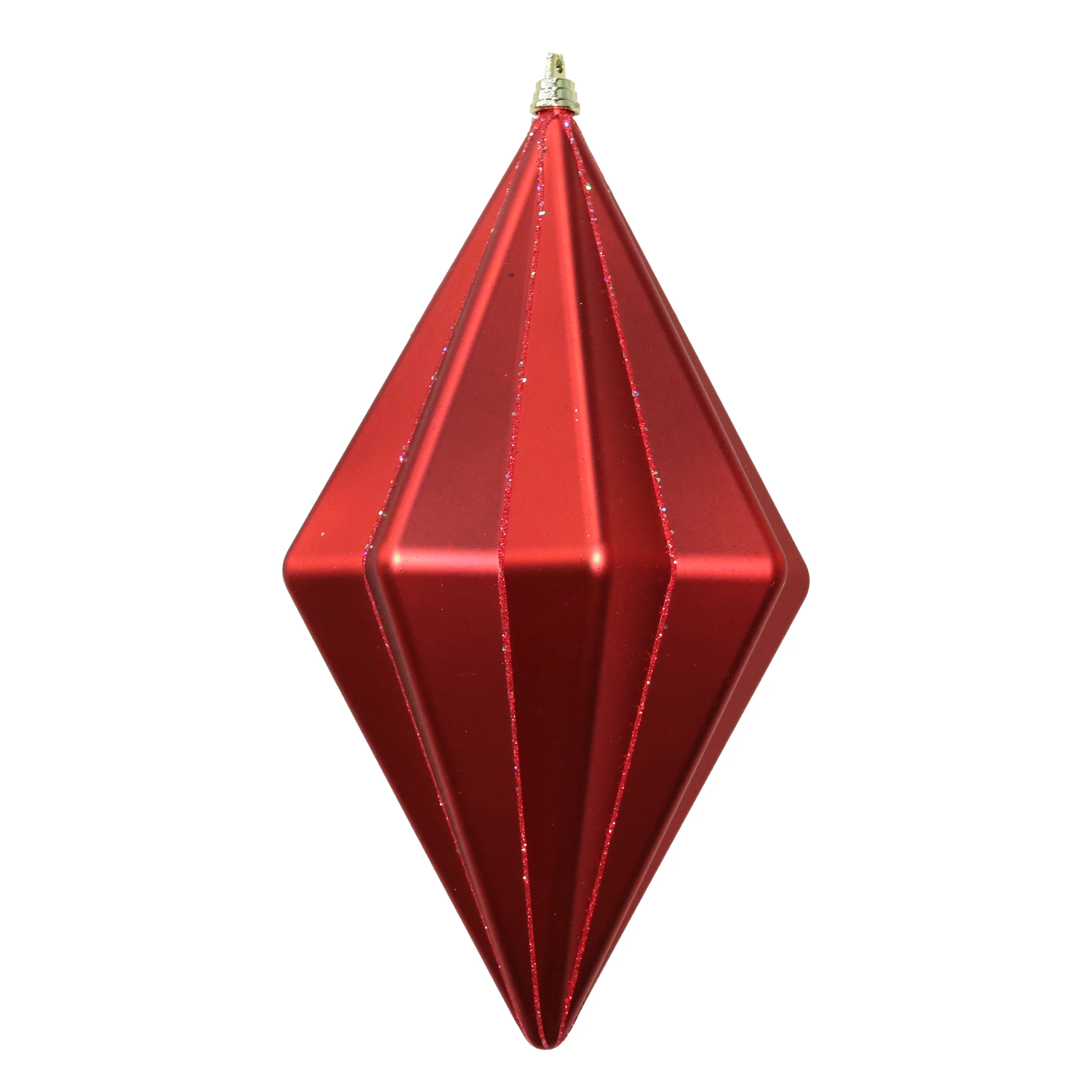 Shatterproof Red Matte Glitter Finial Ornament, 8"