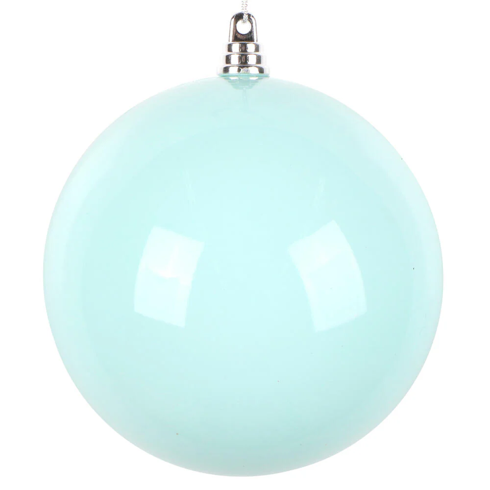 Shatterproof Aqua Enamel Ball UV Ornament, 4" (100mm)
