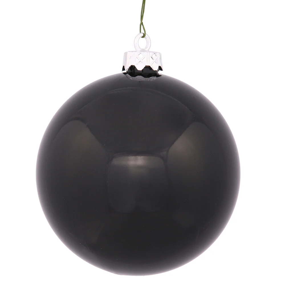 Shatterproof Black Shiny Ball Ornament, 4" (100MM)