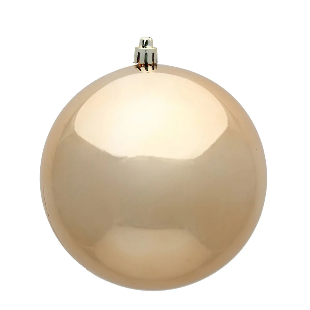 Shatterproof Café Latte Shiny Ball UV Ornament, 6" (Set of 4)