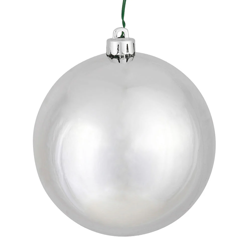Shatterproof Silver Candy Apple Ball Ornament, 3" (80MM)