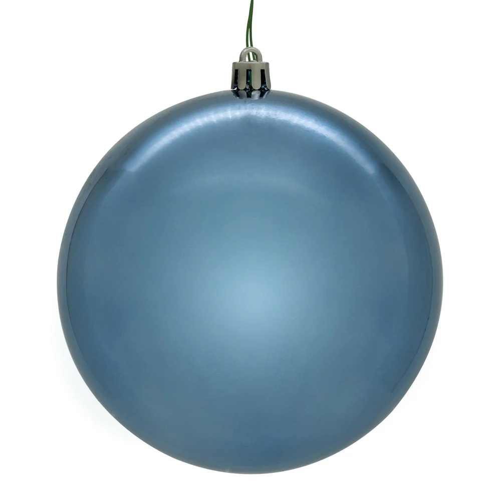 Shatterproof Denim Blue Shiny Ball UV Ornament, 4" (Set of 6)