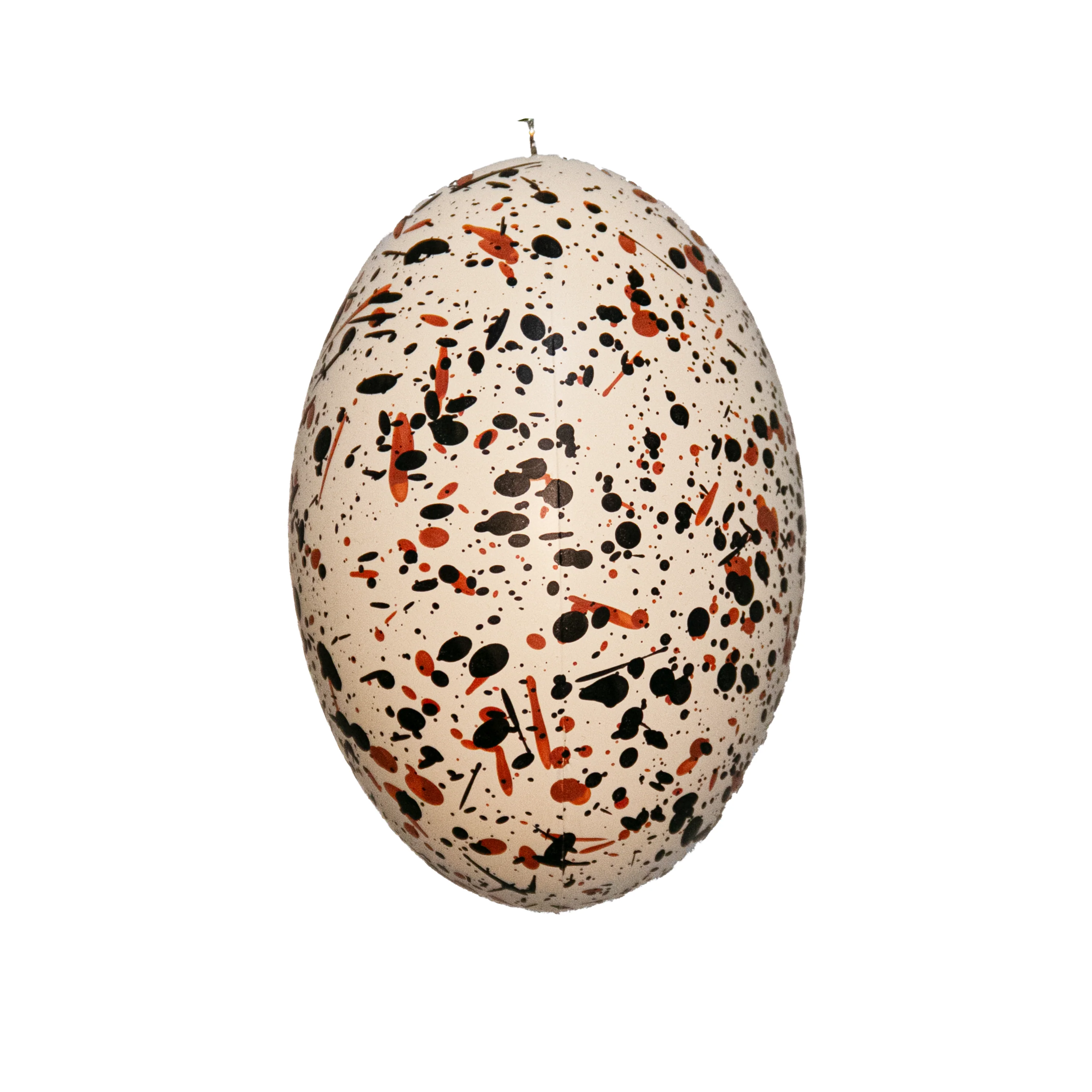 Shatterproof White W/Black & Red Matte Egg Ornament, 4" (100MM)