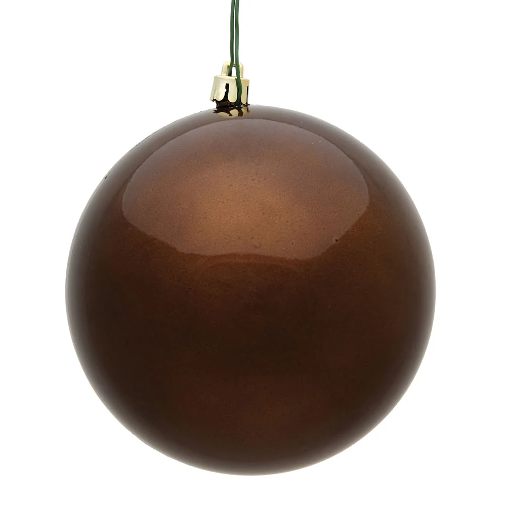 Shatterproof Mocha Candy Ball UV Ornament, 4" (Set of 6) - Image 3