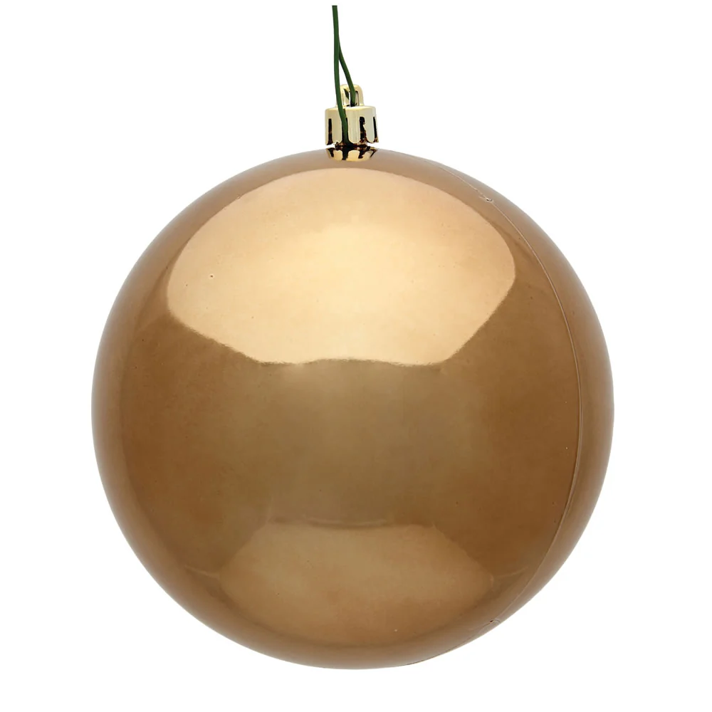 Shatterproof Mocha Shiny Ball UV Ornament, 4" (Set of 6) - Image 3