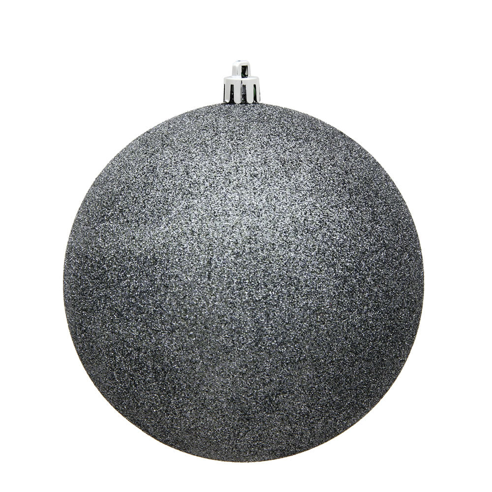 Shatterproof Plastic Pewter Glitter Ball Ornament, 4" (100MM)