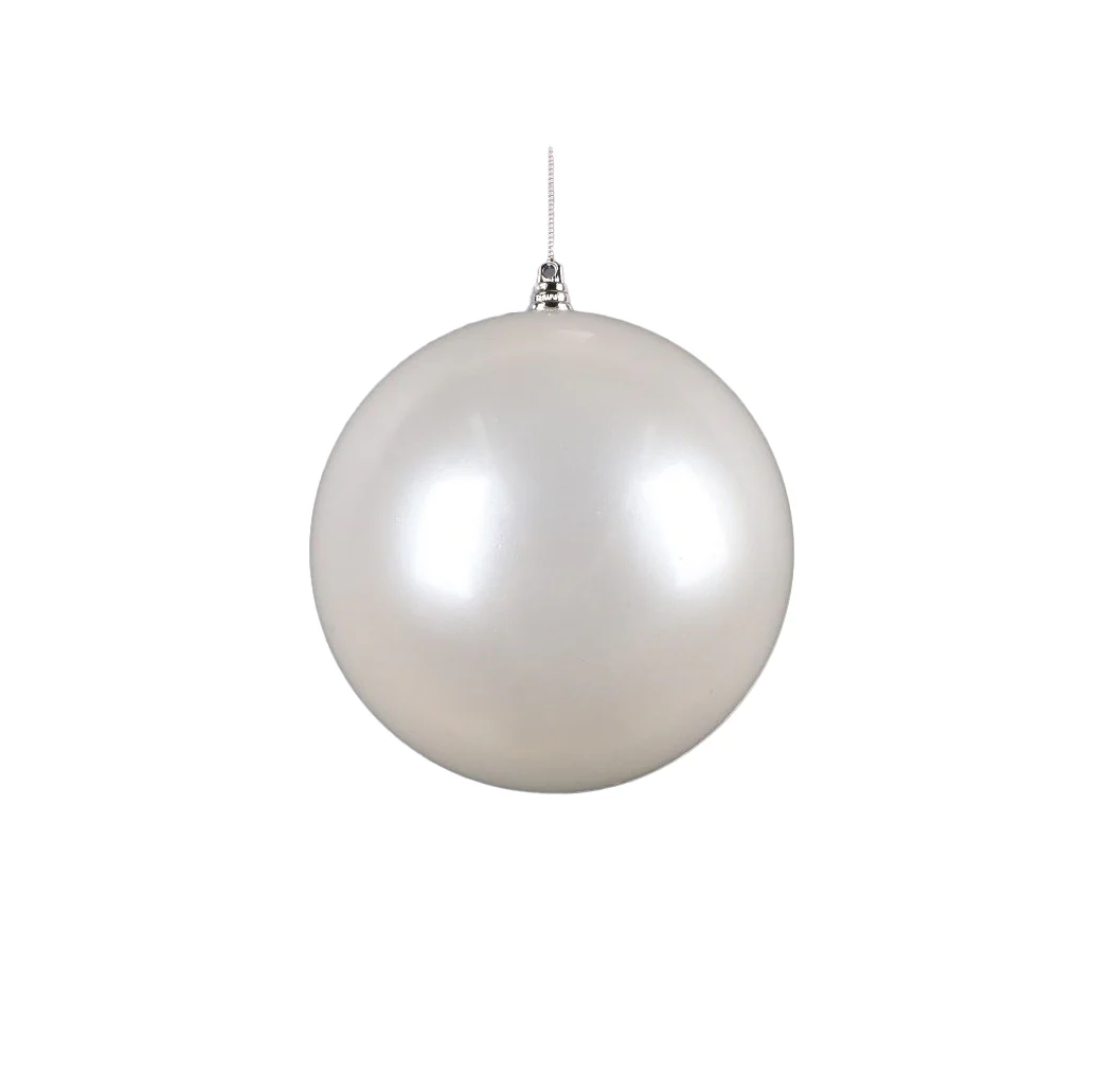 Shatterproof Plastic White Candy Apple Ball Ornament, 8" (200MM)