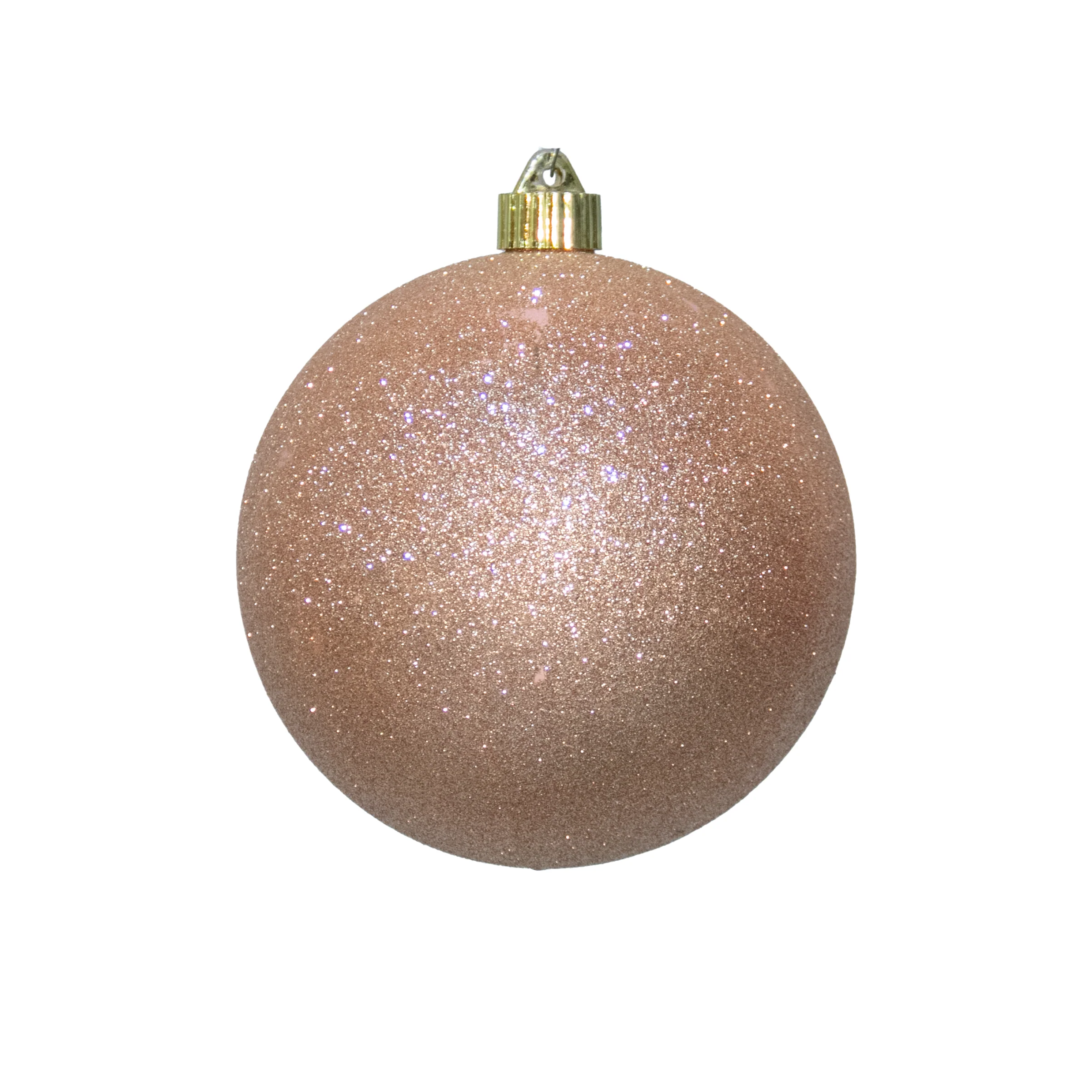 Shatterproof Plastic Sand Gold Glitter Ball Ornament, 4" (100MM)