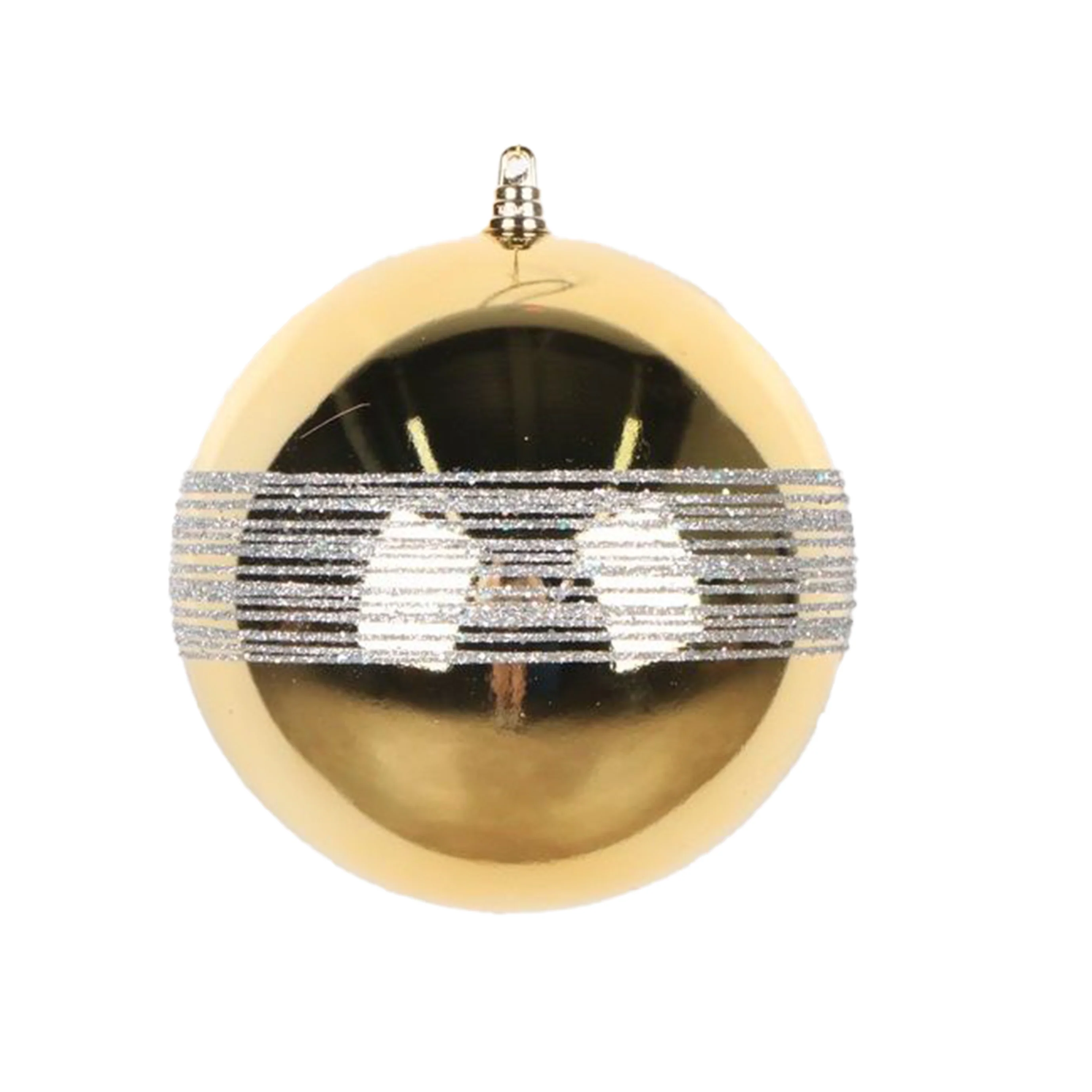 Shatterproof Plastic Sprinkle Gold w/Gold Glitter Ball Ornament, 4" (100MM)