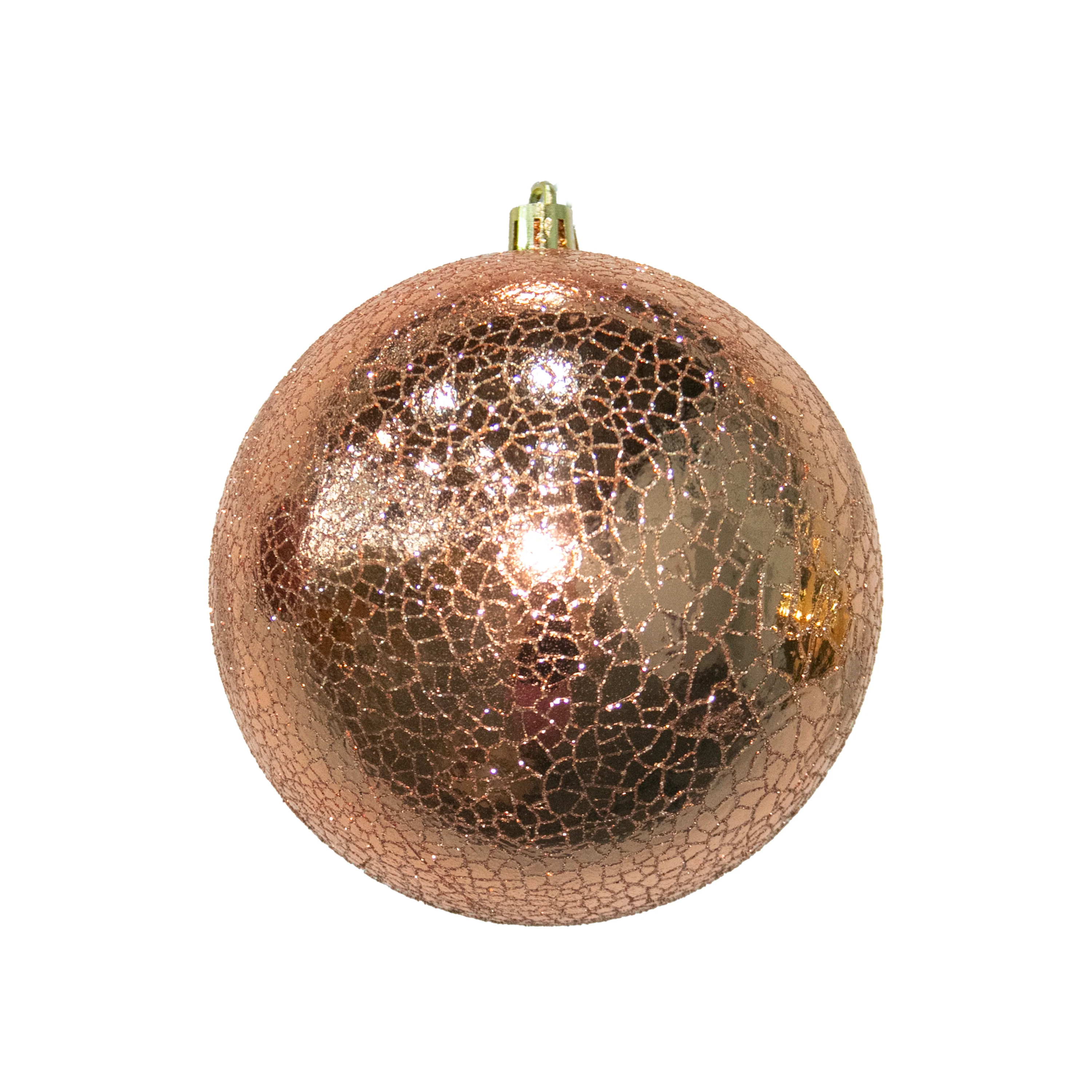 Shatterproof Plastic Sand Gold Crackle Ball Ornament, 5" (120MM)