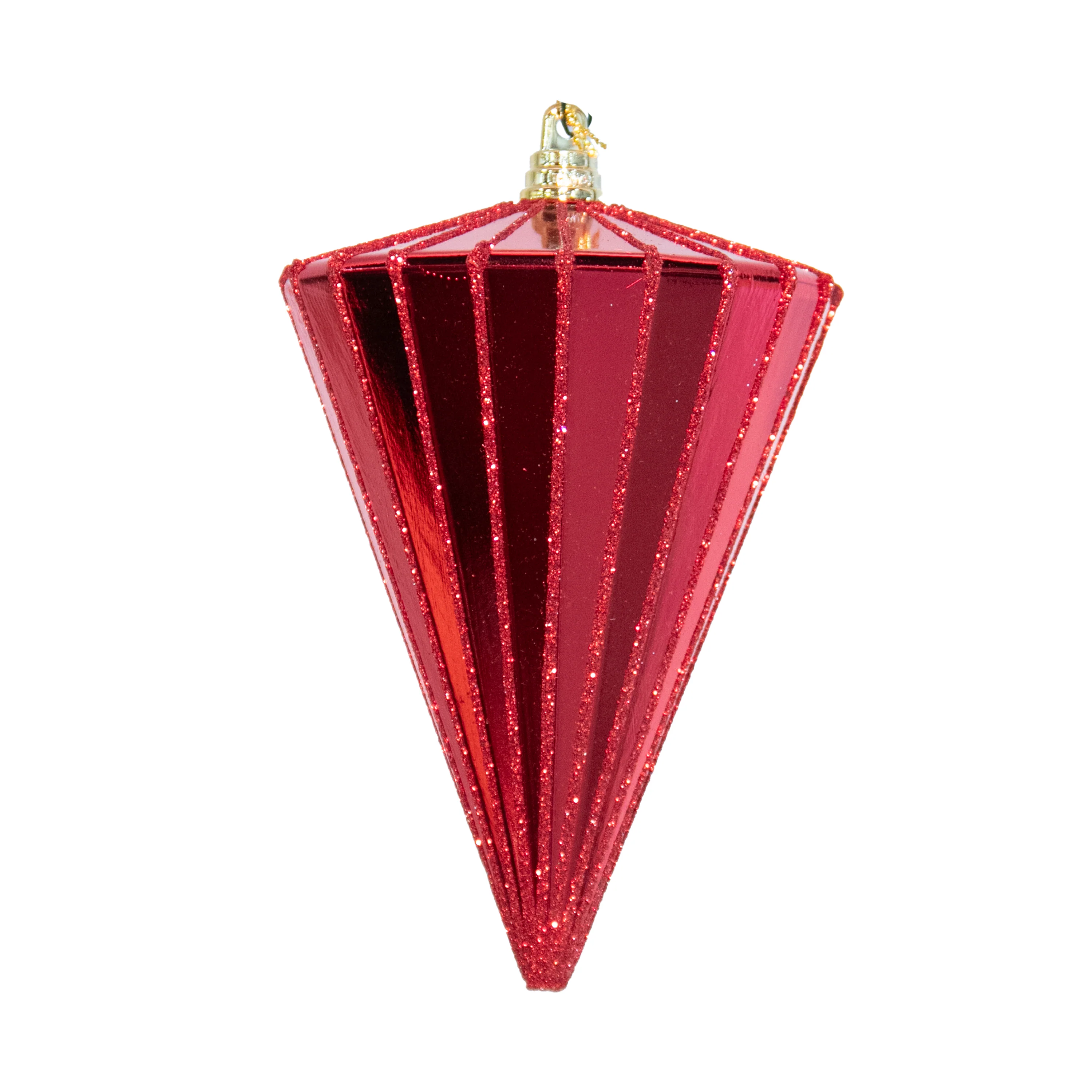 Shatterproof Red Shiny Glitter Diamond Ornament, 6"