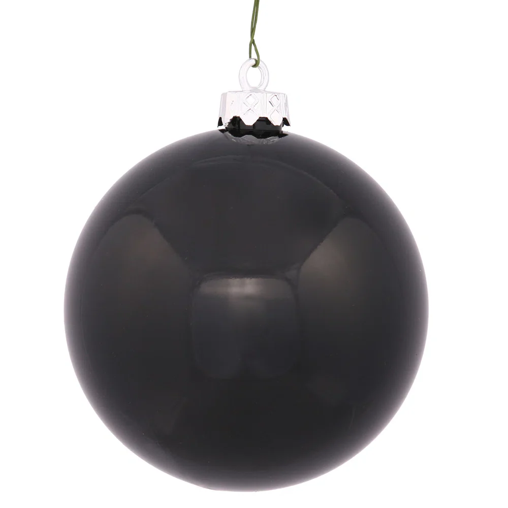 Shatterproof Black Shiny Ball Ornament, 3" (80MM)