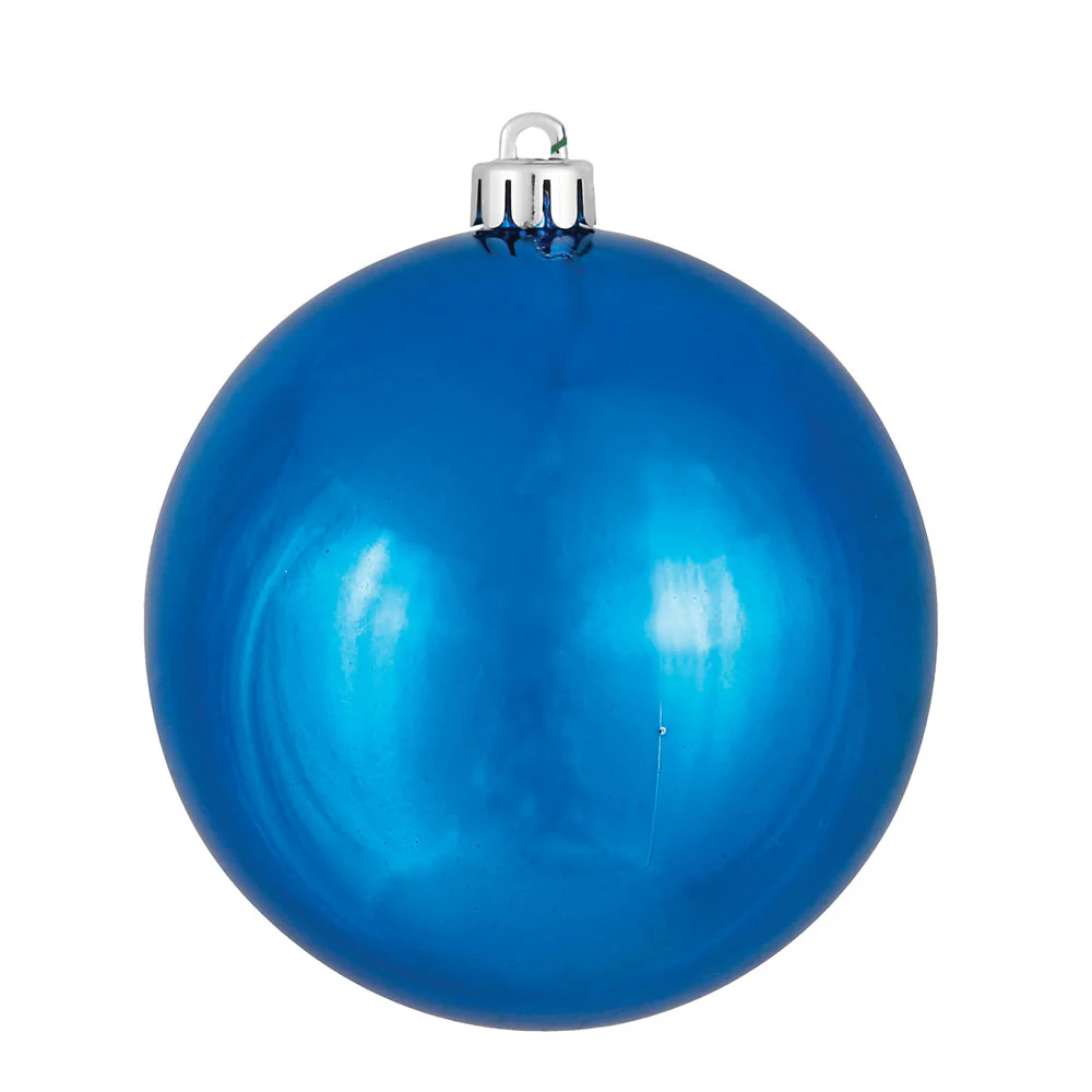 Shatterproof Plastic Blue Shiny Ball Ornament, 3" (80MM)