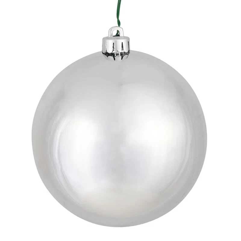 Shatterproof Silver Candy Apple Ball Ornament, 4" (100MM)