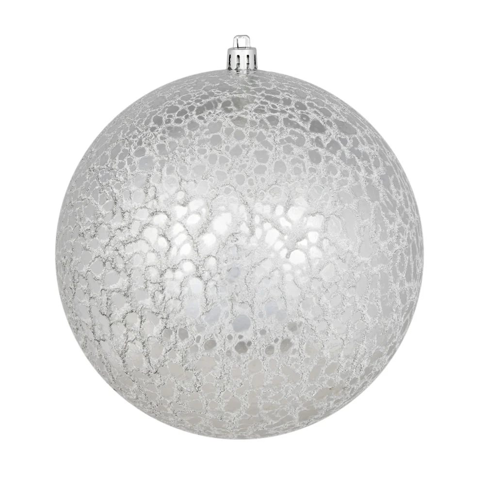 Shatterproof Silver Cracked Ball Ornament, 6" (150MM)