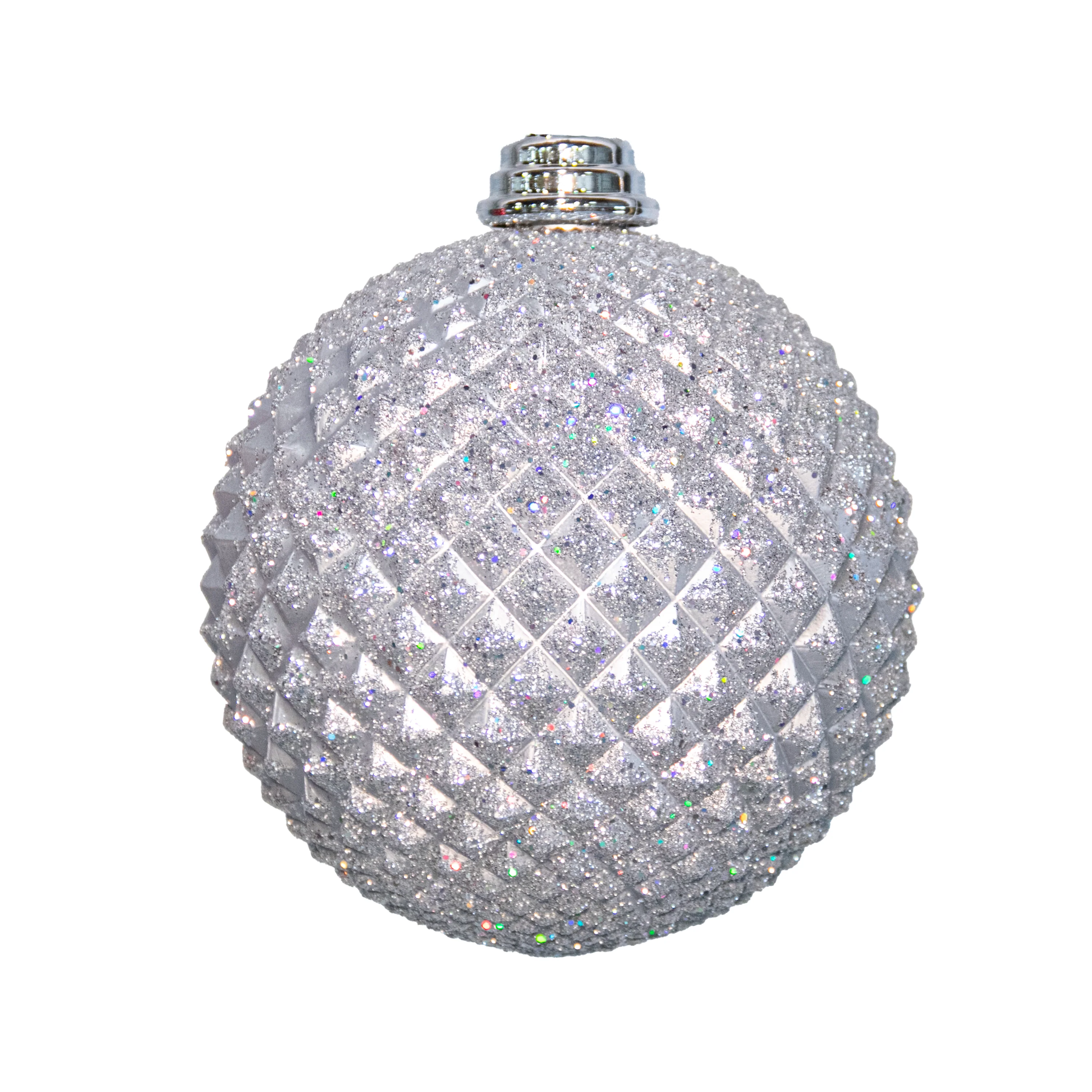 Shatterproof Silver Glitter Durian Ball Ornament, 5" (130MM)