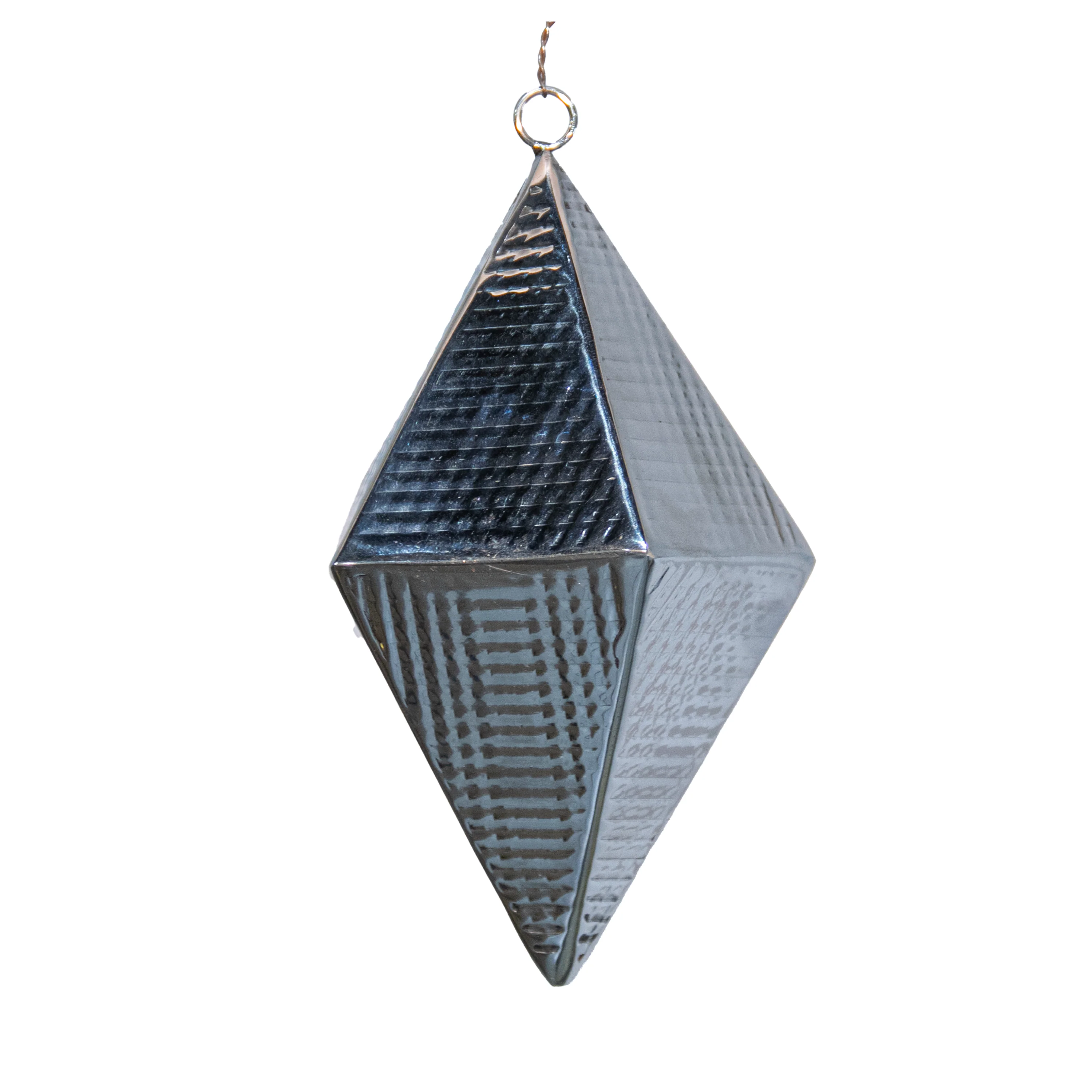 Shatterproof Silver Shiny Metal Diamond Ornament, 3"