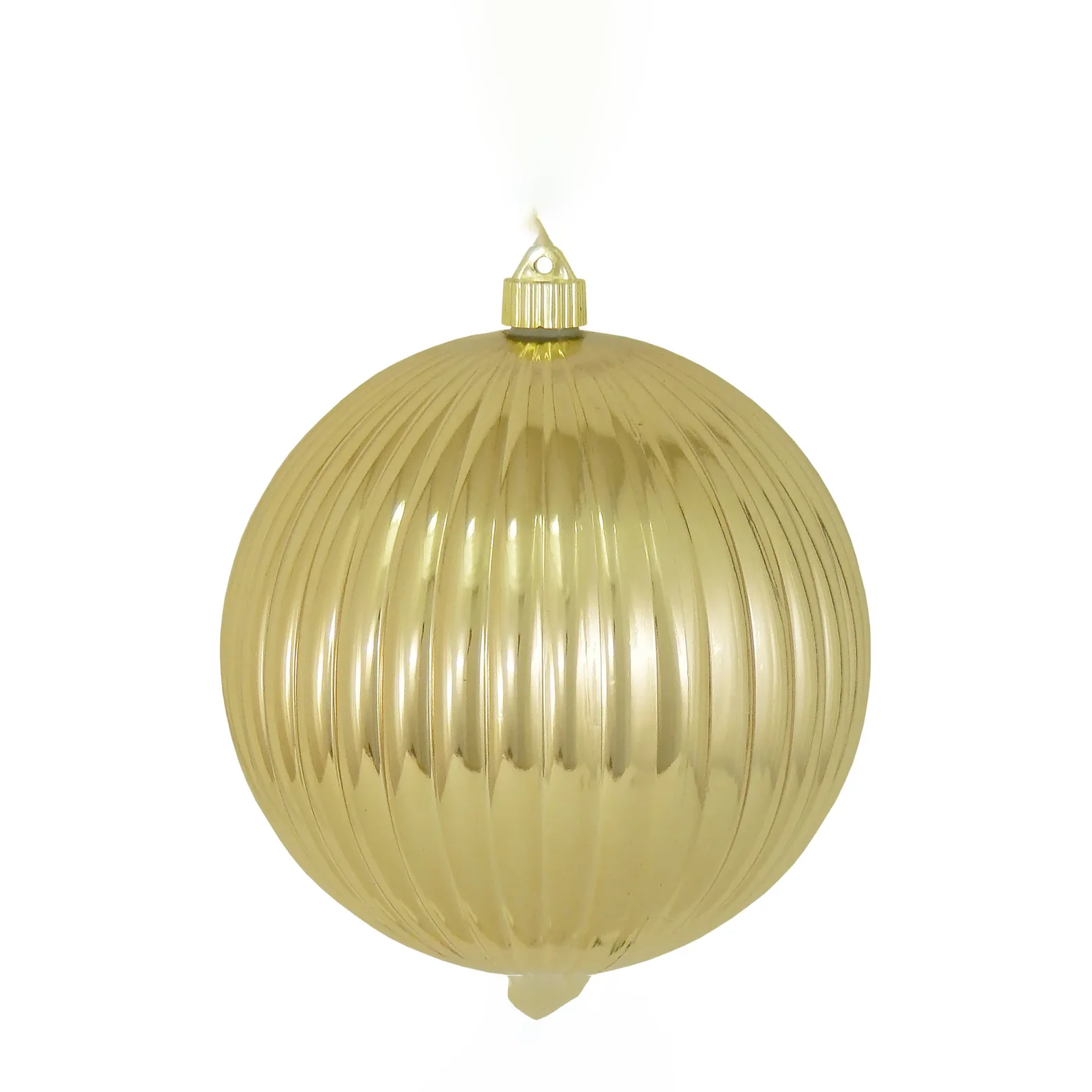 Shatterproof Gold Shiny Stripe Ball Ornament, 4" (100MM)