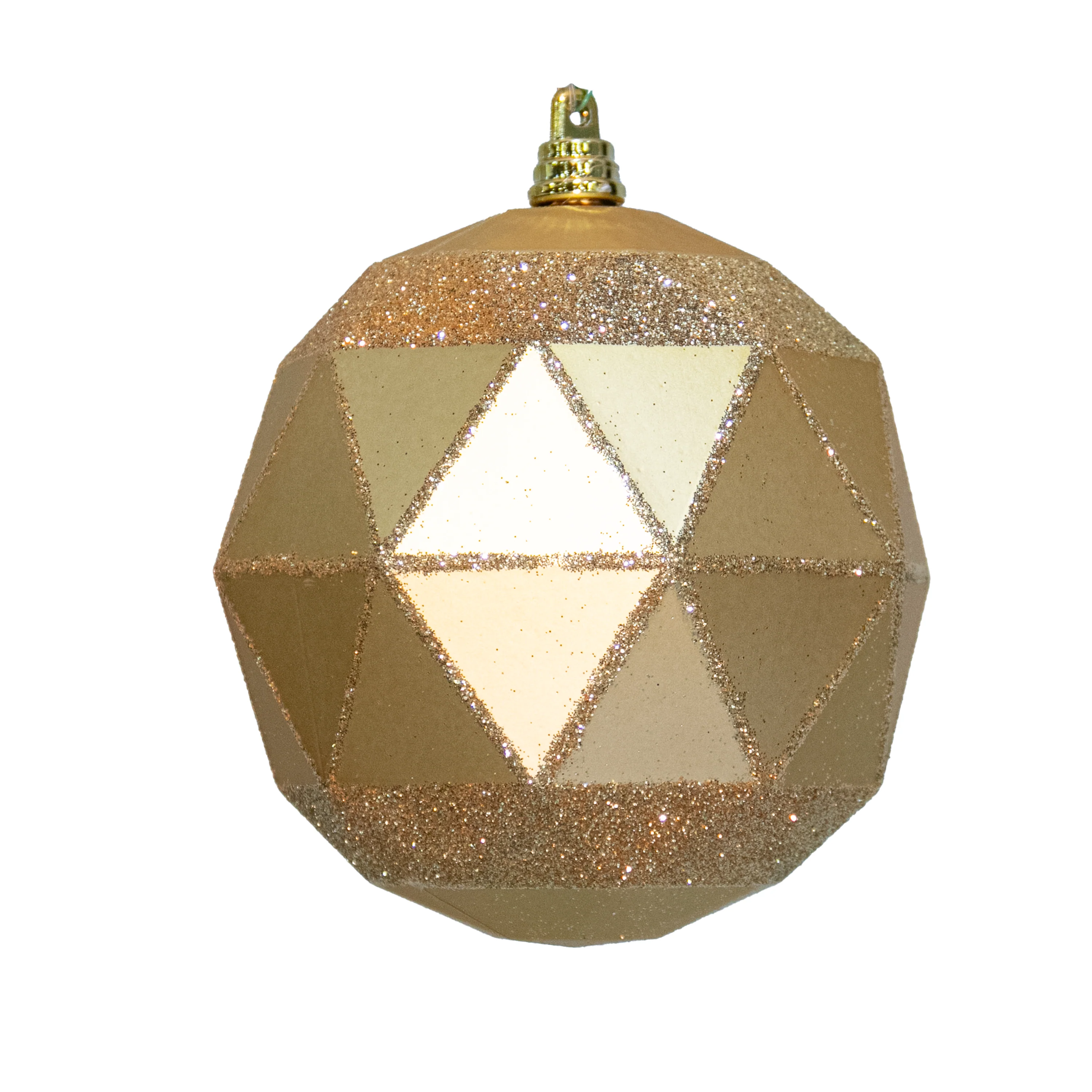 Shatterproof Gold W/Gold Glitter Ball Ornament 4" (100MM)